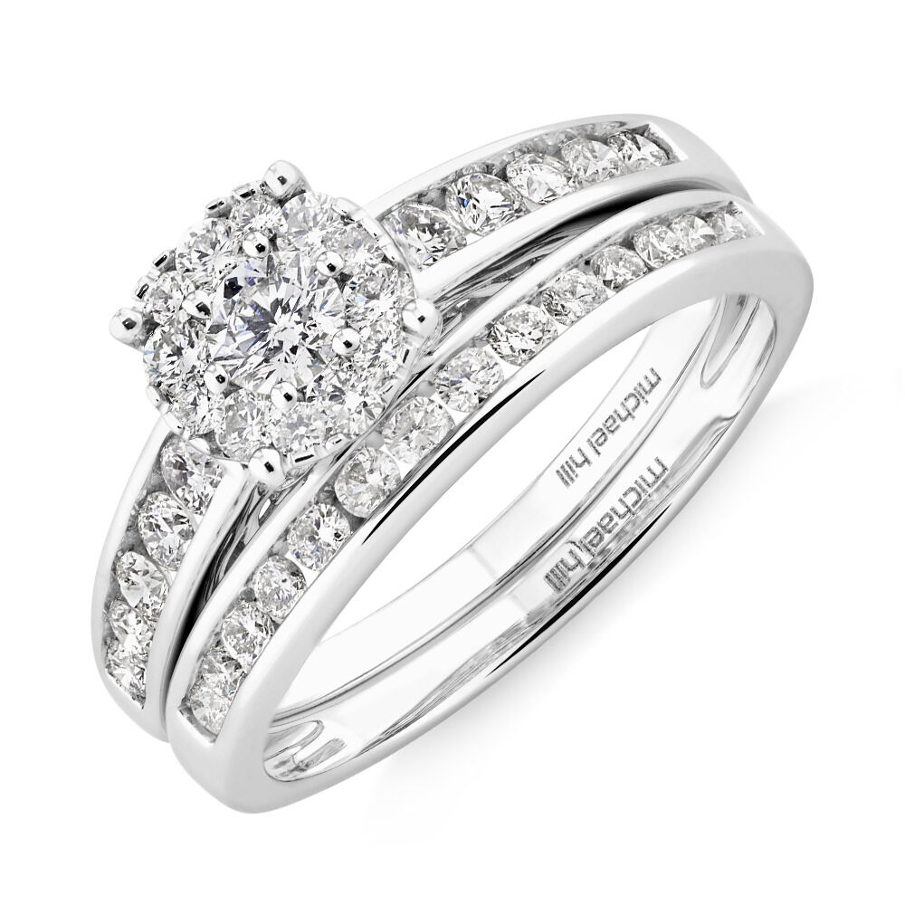 Bridal Set with 1 Carat TW of Diamonds in 14kt White Gold