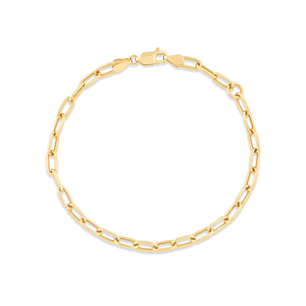 19cm (7.5") 3.5mm Hollow Paperclip Bracelet in 10kt Yellow Gold