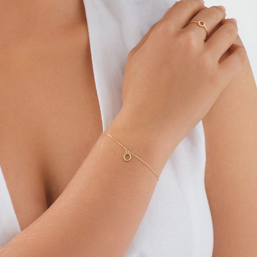 19cm (7.5") O Initial Bracelet in 10kt Yellow Gold